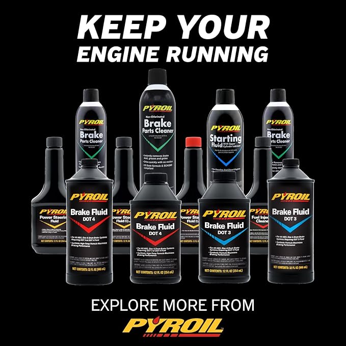 Pyroil Non-Chlorinated Brake Parts Cleaner, Low VOC, Instantly Removes Brake Dust, Grease & Grime, Quick Drying, 13 Oz (Pack of 12)