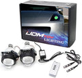 iJDMTOY Mini 3.0-Inch H1 Bi-Xenon Front Lighting Retrofit Projector Lens W/RGB Color-Changing LED Demon Eye Lighting Kit Compatible with Custom Lighting DIY For Off-Road Use Or Show Purpose