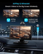 IK5 9" Wireless Apple CarPlay & Android Auto Screen, Portable Car Stereo with 4K Dash Cam & 1080p Backup Camera, Add CarPlay to Any Vehicle, Touchscreen, Mirror Link