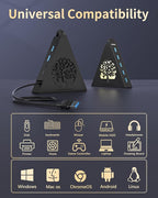 7-Port USB 3.0 Hub, Vertical USB Hub Splitter with RGB Lighting, 5Gbps High-Speed Data Transfer and 2FT Extension Cable, Compatible with Laptop, PC, Desktop, MacBook, PS5, Xbox, Flash Drive