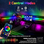 Dream Color Acrylic Interior Car Ambient Light Kit, Bphuny 18 in 1 593 LEDs Fiber Optic Multiple Modes Decoration Atmosphere Lights with Music Dynamic Rainbow Rhythm, RGB Neon Lights for All Cars