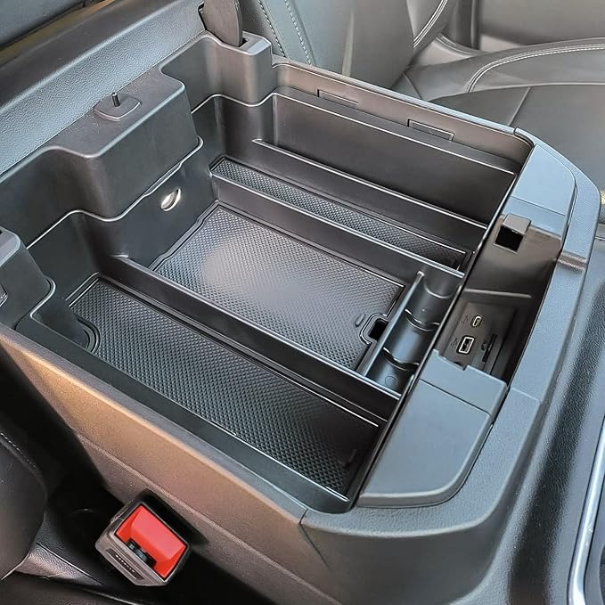 TACOBRO Center Console Organizer Compatible with 2020-2023 Silverado/Sierra 2500/3500HD/ 2019-2022 Chevy Silverado 1500 / GMC Sierra 1500 Accessories - Full-Coverage Insert Tray, ABS material Black