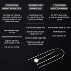 NoCry Premium Telescoping Magnetic Pickup Tool Set — Includes a 36in Flexible Claw Grabber Pickup Tool, a Magnet on a Stick with 16lb Pull Force, and a Magnetic Storage Tray