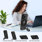 Magnetic Phone Ring Holder for Samsung Galaxy S26 S25 Ultra S25 S24 FE S24 Ultra, Removable Magsafe Phone Grip with Kickstand for iPhone 17 16e 16 Pro Max 16 Plus 15 14 Pro Max, Fit Magnetic Car Mount