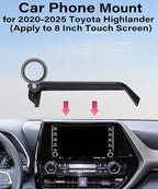 Car Phone Holder for 2020-2025 Toyota Highlander Accessories Apply to 8 Inch Touch Screen Fixed Clip Magnetic Cell Phone Mount Hands-Free 360 Degree Rotation