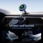 JOYMASS for MagSafe Car Mount Charger, 15W Fast Charging Magnetic Wireless Car Charger Phone Holder Mount Fits iPhone 15 Pro Max Plus 14 13 12 Mini MagSafe Case - Purple