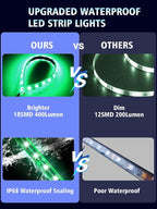YM E-Bright 4Pcs Led Strip Lights for Car, 12inch Waterproof IP68 Car Underglow Strip Lights Decoration 18SMD 12V Led Interior Exterior Lights Strip for Cars Motorcycles Truck Golf Cart Boat - Green