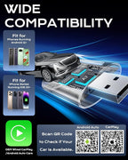 AuroraLink Wireless Carplay & Android Auto Adapter 2-in-1 Stable & No Delay Carplay Wireless Adapter Convert Wired to Wireless Car Play Dongle for iOS 10+/Android 11+ (Blue)