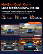 TORVO TD3 4K+2K Dash Cam with App, Camera for Car Front and Back with 5G WiFi & GPS, Free 64GB Card, Night Vision Dashcam Front Cameras 24/7 Recording When Car is Off, Security Camera for Cars