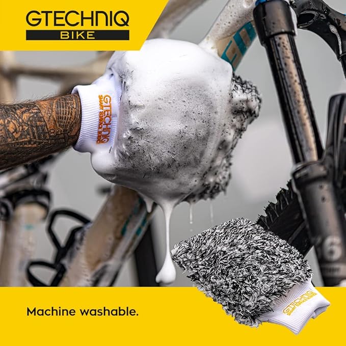 Gtechniq Bike Microfiber Wash Mitt | Ultra Low-Friction Glide, Inner Foam Core Holds High Volume of Wash Suds, Polyester Fibers Capture and Release Contaminants, Minimizes Swirls, Durable