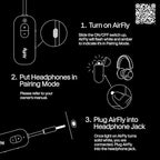 Twelve South AirFly SE, Bluetooth Wireless Audio Transmitter for AirPods/Wireless or Noise-Cancelling Headphones; Use with Any 3.5 mm Audio Jack on Airplanes, Gym Equipment or iPad/Tablets (Black)