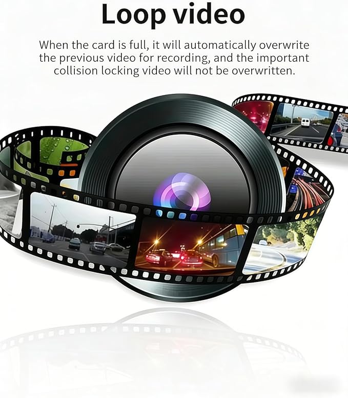 Dash Cam, Dashboard Camera 4 Channel, 360° Full View Car Dashcam System Wireless, Front and Rear Wireless Inside, 1080p HD, Infrared Lamps Night Vision G-Sensor, Car Accessories