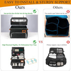 2 Layer Golf Trunk Organizer, Golf Organizer with 2 Pairs Shoes Compartment, Golf Storage Waterproof Car Trunk Locker for Balls, Caps, Clothes, Gloves, Accessories, Gifts for Golfers
