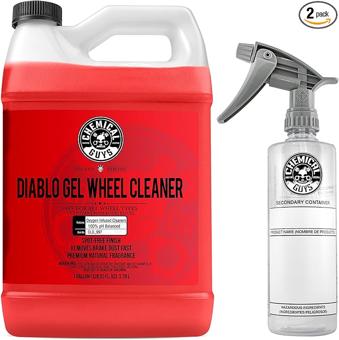 Chemical Guys CLD_997 Diablo Gel Concentrated Sprayable Wheel, Tire & Rim Cleaner, 1 Gal. with 16 oz. Spray Bottle (2 Item Bundle)