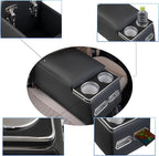 Center Console Organizer Armrest Storage Box with Cup and Phone Holder for Car & Van & Truck Floor Cab Back Bench Seat Black