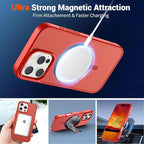 SUPFINE Magnetic for iPhone 16 Pro Max Case (Compatible with MagSafe) (Military Grade Drop Protection) Slim Translucent Matte Shockproof with Anti-Fingerprint Phone Case,Red