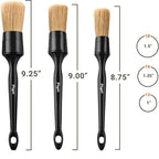 Premium Car Detailing Brush Set - Professional 3 Pack Kit Detail Brushes with Soft Boars Hair Bristles for Auto Interior & Exterior - for Cleaning Leather Seats, Air Vents, Wheels & Emblems