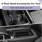 LUWU 2025 2026 Lexus TX Accessories Compatible with 2024-2026 Lexus TX350/TX500/TX550 Center Console Organizer Armrest Console Organizer & Front Center Console Cup Holder Mat 3PCS