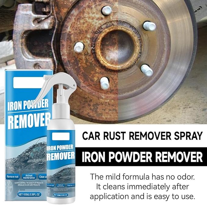 Iron Powder Remover,Car Rust Removal Spray,Color Changing Rustout Instant Remover for Wheels and Paint,Multifunctional Paint Cleaner for Car Maintenance and Metal Iron Cleaning