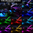 Dreamcolor Acrylic Interior Car LED Strip Light with Wireless APP, RGB 18 in 1 with 175 inches 593 LEDs Fiber Optic Strip Lights for Car, Dynamic Chasing Music Sync Neon Car Ambient Lighting Kits