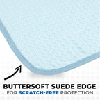 The Rag Company - Dry Me A River - Professional Korean 70/30 Blend, Microfiber Waffle-Weave, Drying & Detailing Towels, Soft Suede Edges, 390gsm, 16in x 24in, Light Blue (3-Pack)