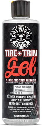 Chemical Guys Tire And Trim Gel For Plastic And Rubber, Restores Faded Tires, Trim, And Bumpers, Enhances Shine And Protection, Safe For Cars, Trucks, SUVs, Motorcycles, RVs & More, 16 Fl Oz