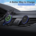 15W Magnetic Car Mount Wireless Charger for Samsung Galaxy S26 Ultra S25FE Z Fold7/Flip7 S24 S23Plus S22 S21 iPhone 17e 17 Pro Max 16e 16Plus 15,MagSafe Wireless Charger Air Vent Auto Car Phone Holder