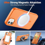 SUPFINE Magnetic for iPhone 12 Case/iPhone 12 Pro Case with Screen Protector (Compatible with MagSafe)(Military Grade Drop Protection) Translucent Matte Shockproof Phone Cover,Starry Orange