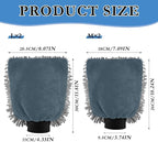 Qilmy Navy Blue Microfiber Chenille Car Wash Sponge Scratch Free Car Wash Mitt Absorbent Mitt Sponge for Trucks SUVs Car Washing Home Cleaning, Medium