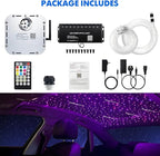 AMKI 32W Twinkle Mixed 800pcs 16.4ft Fiber Optic Starlight Headliner Kit with Shooting Star, Pure White Meteor Kits RGBW Sound Activated APP Remote Control for Car Home Roof Ceiling Decoration