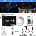 AMKI 108pcs*0.04in*9.8ft Pure White 18LED Meteor Shooting Stars Effect Fiber Optic Lights Kit,20 Modes Meteor Light Engine with Bluetooth+RF Remote Control