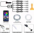DEHERANE Interior Car LED Strip Lights, RGB 6 in 1 Ambient Lighting Kits with 315 inches Fiber Optic, 16 Million Colors APP Wireless Control Car Neon Lights, with Music Sync Function