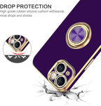 VENINGO Compatible with Apple 14 Case,Phone Case for 14,Slim Fit Soft 360° Ring Holder Kickstand Magnetic Car Mount Supported Easy Clean Shockproof Protective Cover for Apple 14 6.1", Deep Purple