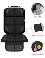 Meolsaek Car Seat Protector for Child Car Seat, Durable 600D Fabric Waterproof Car Seat Cover with Thick Pad Non-Slip Backing，No Imprints (Black 2pcs)