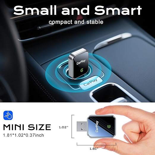 CarPlay Wireless Adapter for iPhone & Android Auto,Plug and Play Mini Size 2 in 1 Apple Wireless CarPlay Adapter,Easy Setup Fit Android & iOS 10+,Extension Cable USB & USB-A/Type-C,Stable Control