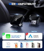 Teeran Wireless CarPlay Adapter for iPhone (2026 Upgraded), Mini Plug & Play for Cars with Factory Wired Apple CarPlay, Fast & Stable Connection, Easy Setup, Wide Vehicle Compatibility (Black)