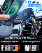 Upgraded TEC and Fan Phone Cooling Magnetic Wireless Car Charger, for MagSafe Car Charger Mount, RGB, Air Vent 15W Fast Charging Car Phone Holder for iPhone 17 16 15 14 13 12 Pro Max Air, for Samsung