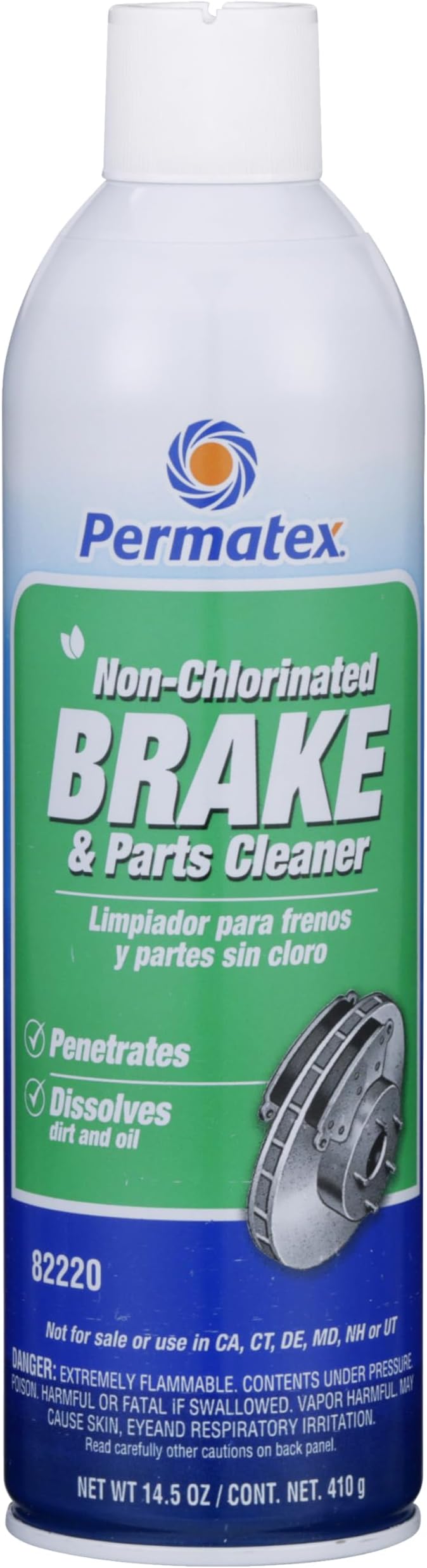 Permatex 82220 Non-Chlorinated Brake and Parts Cleaner, 14.5 oz. Aerosol Can, Pack of 1