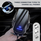 Wireless Car Charger, 15W Fast Charging Mount Electric Induction Car Phone Holder, Universal Auto-Clamping Magnetic Charger Air Vent Mount Bracket for Most Smartphones (Black)