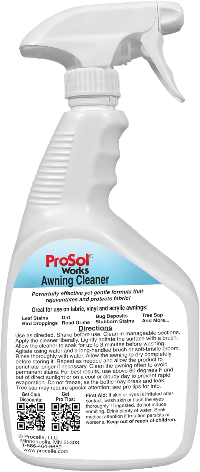 Bug Splat N' All Awning Cleaner 32 fl oz - Boat, Patio, Trailer & RV Awning Cleaner for Bug Splatter, Dirt, Grime & Stain Remover - Awning Fabric Cleaner & Rust Remover - Safe on All Surfaces