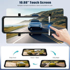 10.88 Inch Mirror Dash Cam,4K Touchscreen Rear View Mirror Front and Rear View Dual Cameras,Night Vision,G-Sensor,APP Control,Motion Detection,Loop Recording,Parking Assistance,Parking Monitor
