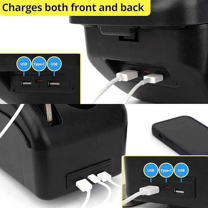 AULPHIKE Compatible with Ford Focus Armrest 2 Mk2 2005-2011 Car Center Console Organizer Armrests Double Layer Storage with USB Ports（Carbon Fiber Style）
