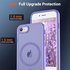 SUPFINE Magnetic for iPhone SE Case 2022 (3rd)/2020 (2nd), iPhone 8 Case (Compatible with MagSafe) (Military Grade Drop Protection) Translucent Matte Phone Cover,Purple