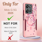 for Moto G 2025 Case Women - Compatible with MagSafe Cute Girls Magnetic Protective Phone Cover Girly Kawaii Flower Blossom Heavy Duty Shockproof Design for Motorola Moto G 5G 2025 Cases