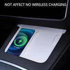TOPABYTE 3PCS Center Console Accessories for Tesla Model Y 2021-2024 and Model 3 2021-2023 Cup Holder Insert, Screen Edge Protector Frame, Silicone Wireless Charger Mat, White