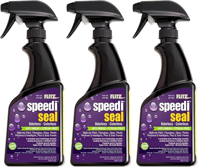 Flitz Speedi Seal - 16oz Bottle of USA-Made Ceramic Coating for Cars to Polish & Protect for Up to 6 Months - Works on Paint, Fiberglass, & More - Streak-Free Ceramic Spray Sealant (3 Pack)