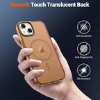 SUPFINE Magnetic for iPhone 15 Case (Compatible with MagSafe) (Military Grade Drop Protection) Translucent Matte Shockproof with Anti-Fingerprint Phone Case,Brown