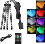 Car Led Interior Lights, RGB 48 LED Multicolor Auto Strip Light with Sound Active Function and Remote Control, Under Dash Smart Lighting Kit with Charger, Car Accessories (USB)