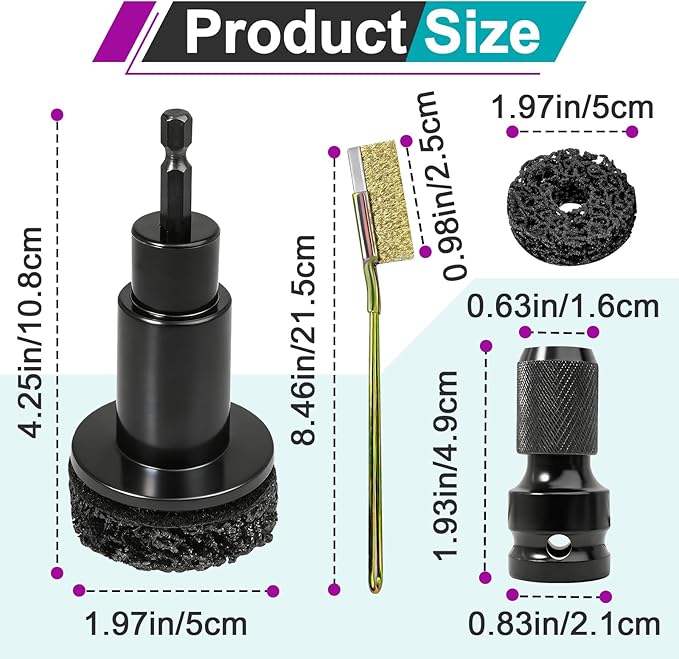 2 Sets Wheel Hub Cleaning Kit Fits Power Drill or 1/2" Impact Driven Wrenches for Car & Truck, Hub Cleaning Tool Quickly Remove Rust from Studs and Brake Discs