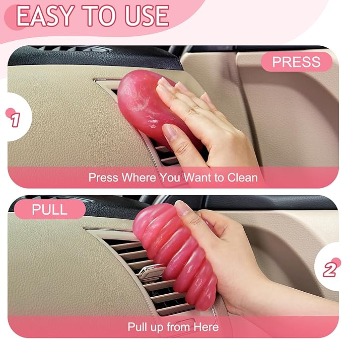 TeSabMi Car Cleaning Gel Car Cleaning Putty Car Putty Car Interior Cleaner Car Slime Car Detailing Kit Car Accessories Gifts for Mother's Day Mom Men Women Stocking Stuffers Pink